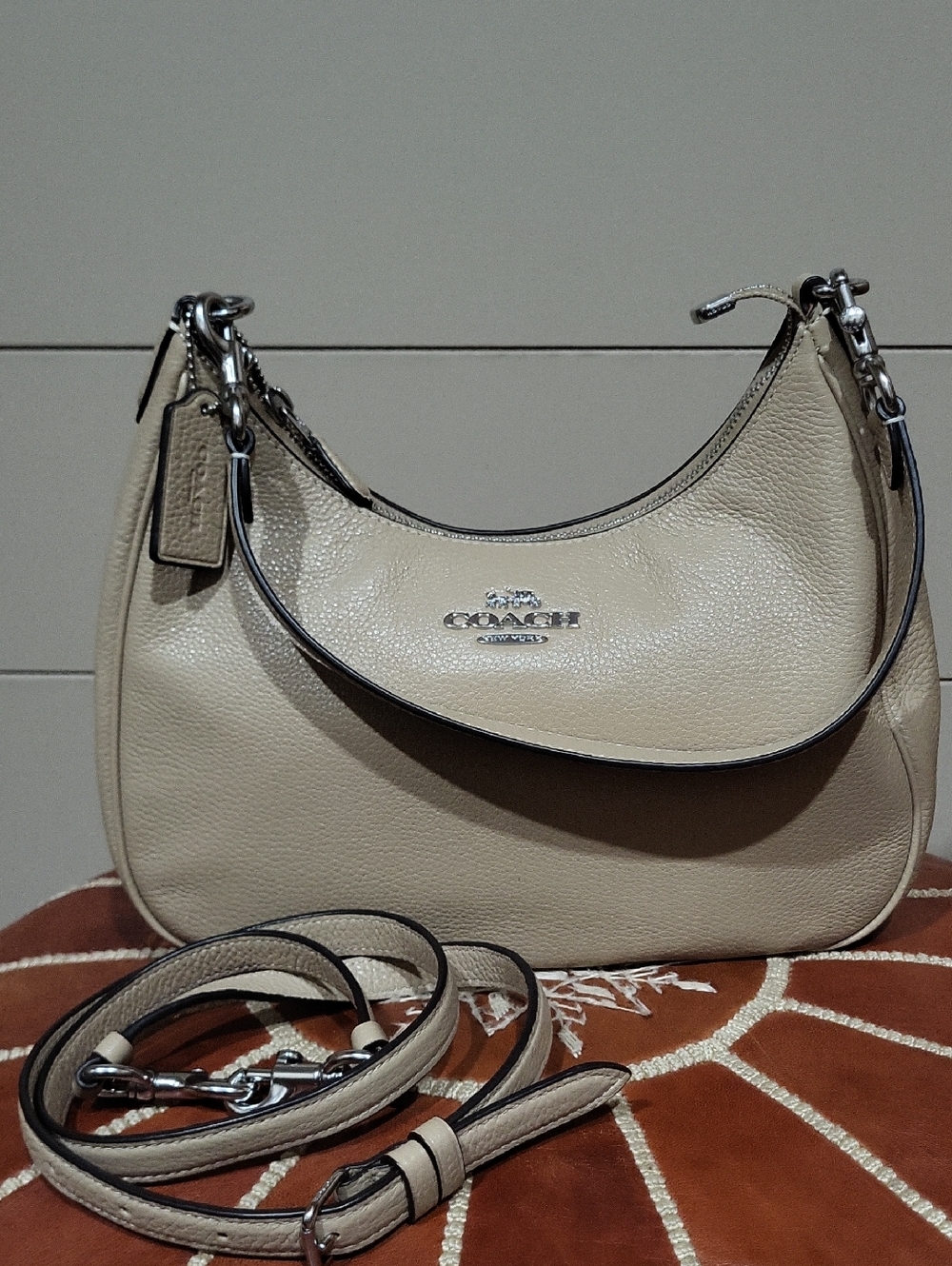 Coach Pebbled Leather Shoulder Bag in Tan - Picture 2 of 10